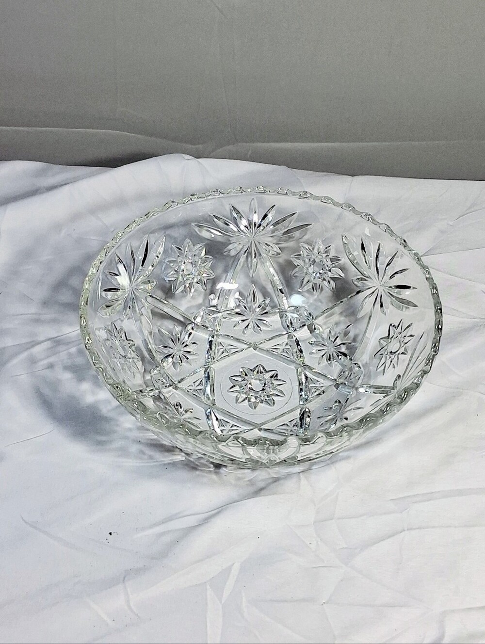 Anchor Hockings Vintage 1950's 8" Star Of David Prescut Crystal Serving Bowl